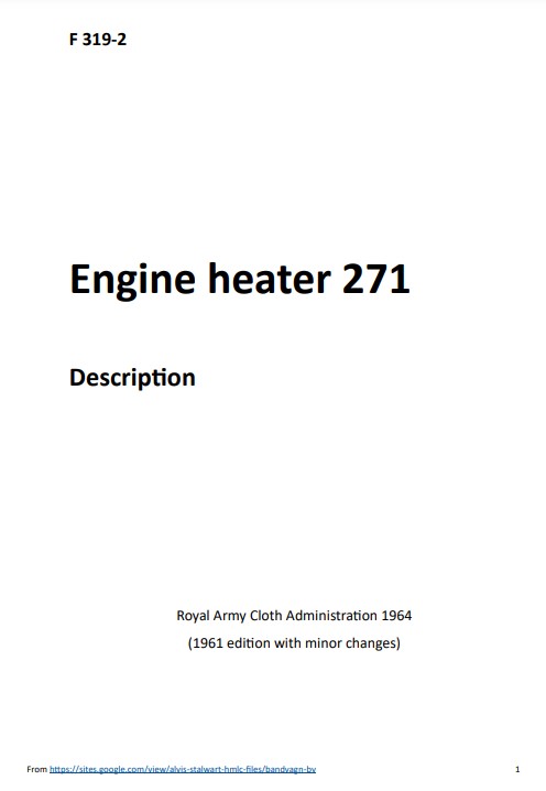 Motorvarmare F-319-2 Engine warmer 271 MT Description (Beskrivning) Searchable, in English