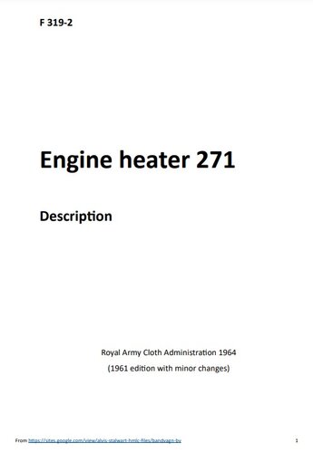 Mer information om "Motorvarmare F-319-2 Engine warmer 271 MT Description (Beskrivning) Searchable, in English"